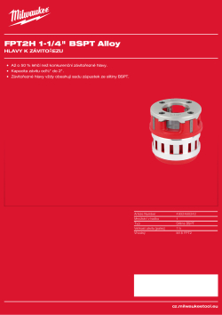 MILWAUKEE FPT2H BSPT slitinová hlava 1¼″ 4932480242 A4 PDF