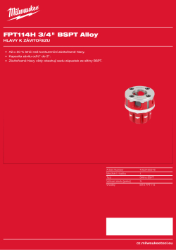 MILWAUKEE FPT114H BSPT slitinová hlava ¾″ 4932480246 A4 PDF