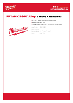 MILWAUKEE Pipe Threader Heads FPT2HK BSPT sada Packout slitinová hlava 4932480249 A4 PDF