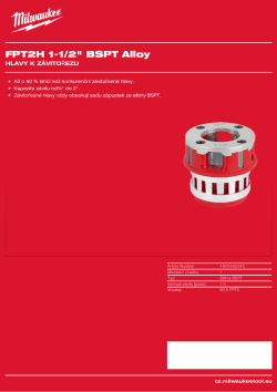 MILWAUKEE FPT2H BSPT slitinová hlava 1½″ 4932480243 A4 PDF