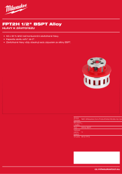 MILWAUKEE FPT2H BSPT slitinová hlava ½″ 4932480239 A4 PDF