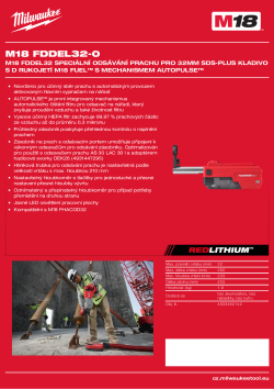 MILWAUKEE M18 FDDEL32 Speciální odsávání prachu pro 32mm SDS-Plus kladivo s D rukojetí M18 FUEL™ s mechanismem AUTOPULSE™ 4933492142 A4 PDF