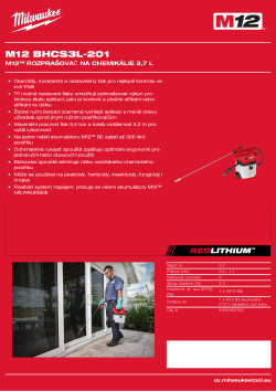 MILWAUKEE M12™ rozprašovač na chemikálie 3,7 l 4933480782 A4 PDF