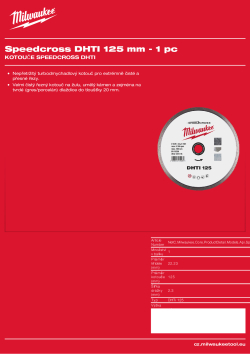 MILWAUKEE Kotouč Speedcross DHTI 125 mm 4932492155 A4 PDF