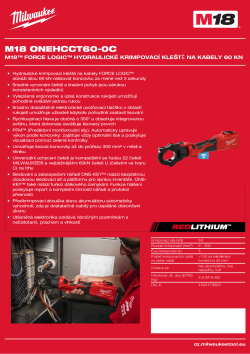 MILWAUKEE M18™ FORCE LOGIC™ Hydraulické krimpovací kleště na kabely 60 kN 4933479683 A4 PDF