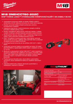 MILWAUKEE M18™ FORCE LOGIC™ Hydraulické krimpovací kleště na kabely 60 kN 4933479685 A4 PDF