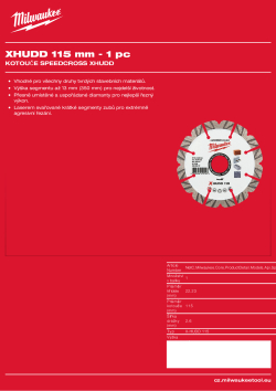 MILWAUKEE Kotouč  X-HUDD 115 mm 4932492147 A4 PDF