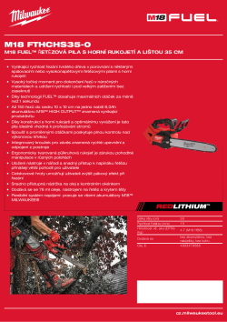 MILWAUKEE M18 FUEL™ řetězová pila s horní rukojetí a lištou 35 cm 4933479588 A4 PDF