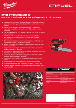 MILWAUKEE M18 FUEL™ řetězová pila s horní rukojetí a lištou 30 cm 4933479586 A4 PDF