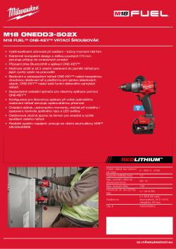 MILWAUKEE M18 FUEL™ ONE-KEY™ vrtací šroubovák 4933492802 A4 PDF