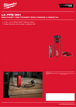 MILWAUKEE REDLITHIUM™ USB akumulátor a nabíječka 4932493335 A4 PDF