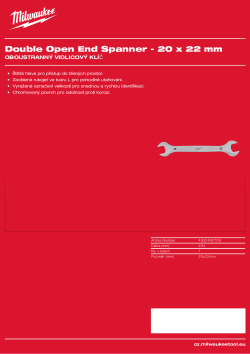 MILWAUKEE Oboustranný vidlicový klíč - 20x22 mm 4932492728 A4 PDF