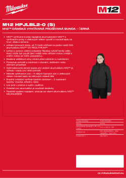 MILWAUKEE M12™ dámská vyhřívaná prošívaná bunda – černá 4932480085 A4 PDF