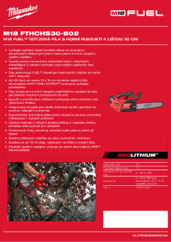 MILWAUKEE M18 FUEL™ řetězová pila s horní rukojetí a lištou 30 cm 4933479990 A4 PDF