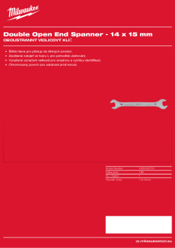 MILWAUKEE Oboustranný vidlicový klíč - 14x15 mm 4932492724 A4 PDF