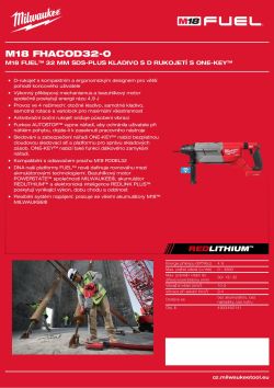 MILWAUKEE M18 FUEL™ 32 mm SDS-Plus kladivo s D rukojetí s ONE-KEY™ 4933492141 A4 PDF