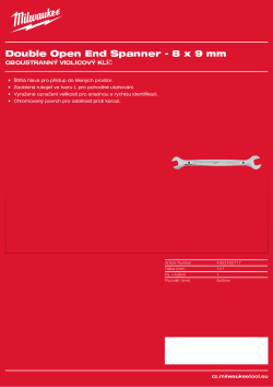 MILWAUKEE Oboustranný vidlicový klíč - 8x9 mm 4932492717 A4 PDF