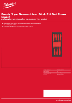 MILWAUKEE Prázdná pěnová vložka pro sadu šroubováků SL a PH 7 ks 4932493672 A4 PDF