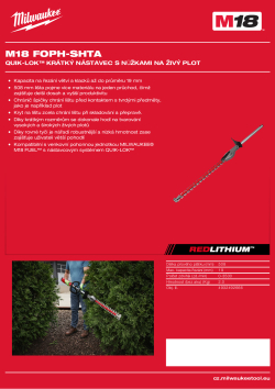 MILWAUKEE QUIK-LOK™ krátký nástavec s nůžkami na živý plot 4932492666 A4 PDF