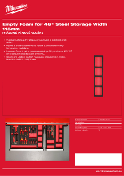 MILWAUKEE Prázdná pěnová vložka pro ocelové vozíky 46" šířka 115 mm 4932493636 A4 PDF