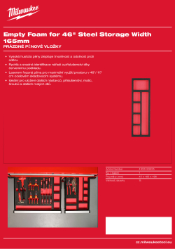 MILWAUKEE Prázdná pěnová vložka pro ocelové vozíky 46" šířka 165 mm 4932493635 A4 PDF