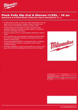 MILWAUKEE Rukavice s povrchovou úpravou proti proříznutí tř. A - 11/XXL -12 ks 4932493227 A4 PDF