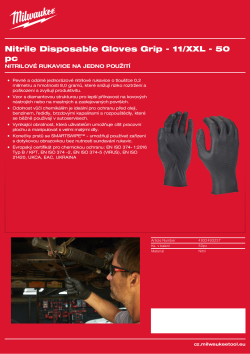 MILWAUKEE Nitrilové rukavice na jedno použití - 11/XXL - 50 ks 4932493237 A4 PDF
