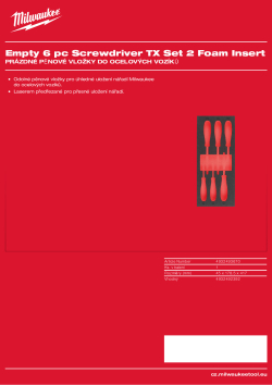 MILWAUKEE Prázdná pěnová vložka pro sadu šroubováků TX 6 ks 4932493670 A4 PDF