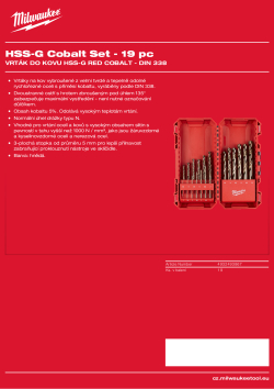 MILWAUKEE Red Cobalt HSS-G Drill Bits 4932493867 A4 PDF
