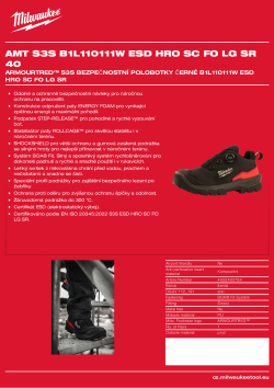 MILWAUKEE Armourtred™ S3S bezpečnostní polobotky černé B1L110111W ESD HRO SC FO LG SR 4932493784 A4 PDF