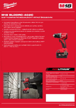 MILWAUKEE M18™ kompaktní bezuhlíkový vrtací šroubovák 4933492834 A4 PDF