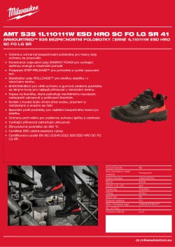 MILWAUKEE Armourtred™ S3S bezpečnostní polobotky černé 1L110111W ESD HRO SC FO LG SR 4932493755 A4 PDF