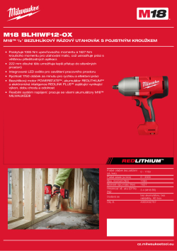 MILWAUKEE M18™ ½″ bezuhlíkový rázový utahovák s pojistným kroužkem 4933492787 A4 PDF