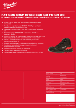 MILWAUKEE Flextred™ S3S bezpečnostní obuv černá B1M110133 ESD SC FO SR 4932498119 A4 PDF