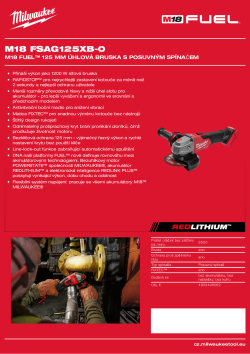 MILWAUKEE M18 FUEL™ 125 mm úhlová bruska s posuvným spínačem 4933498062 A4 PDF