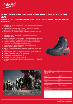 MILWAUKEE Armourtred™ S3S bezpečnostní obuv černá 1M110111W ESD HRO SC FO LG SR 4932493772 A4 PDF