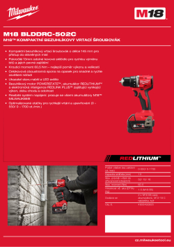 MILWAUKEE M18™ kompaktní bezuhlíkový vrtací šroubovák 4933492835 A4 PDF