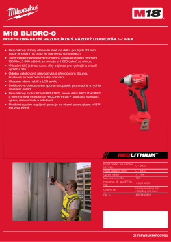 MILWAUKEE M18™ kompaktní bezuhlíkový rázový utahovák ¼″ Hex 4933492839 A4 PDF