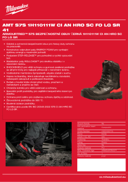 MILWAUKEE Armourtred™ S7S bezpečnostní obuv černá 1H110111W CI AN HRO SC FO LG SR 4932493775 A4 PDF
