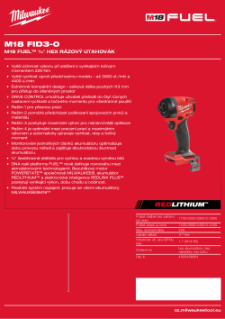 MILWAUKEE M18 FUEL™ ¼″ Hex rázový utahovák 4933498061 A4 PDF