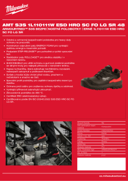 MILWAUKEE Armourtred™ S3S bezpečnostní polobotky černé 1L110111W ESD HRO SC FO LG SR 4932493762 A4 PDF