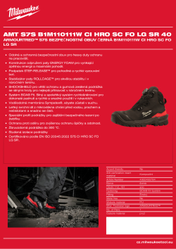 MILWAUKEE Armourtred™ S7S bezpečnostní obuv černá B1M110111W CI HRO SC FO LG SR 4932493794 A4 PDF