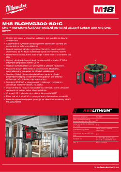 MILWAUKEE M18™ horizontální/vertikální rotační zelený laser 300 m s ONE-KEY™ 4933493194 A4 PDF