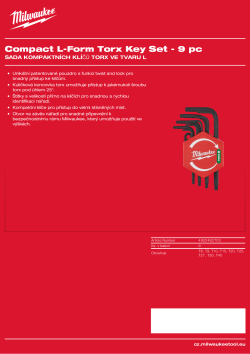 MILWAUKEE Kompaktní sada klíčů torx ve tvaru L 9 ks 4932492703 A4 PDF