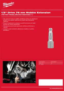 MILWAUKEE Výkyvný prodlužovací nástavec ½″ 76 mm 4932480927 A4 PDF
