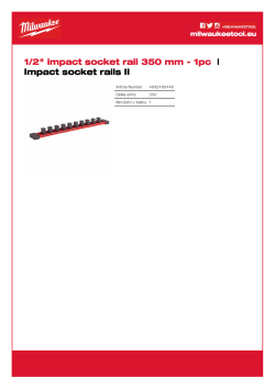 MILWAUKEE 350mm lišta s klipy pro uložení průmyslových hlavic vč. klipů na hlavice ½″ 4932480448 A4 PDF