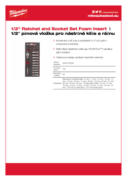 MILWAUKEE 1/2" pěnová vložka pro nástrčné klíče a ráčnu 4932479826 A4 PDF