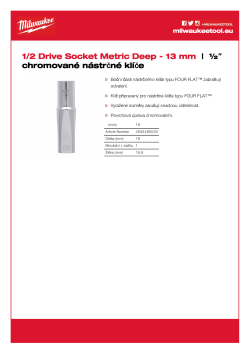 MILWAUKEE Prodloužený nástrčný klíč ½″  - 13 mm 4932480033 A4 PDF