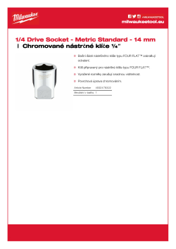 MILWAUKEE Nástrčný klíč ¼″ - 14 mm 4932478322 A4 PDF