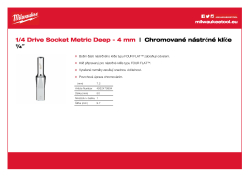 MILWAUKEE Nástrčný klíč ¼″ - 4 mm prodloužený 4932479994 A4 PDF